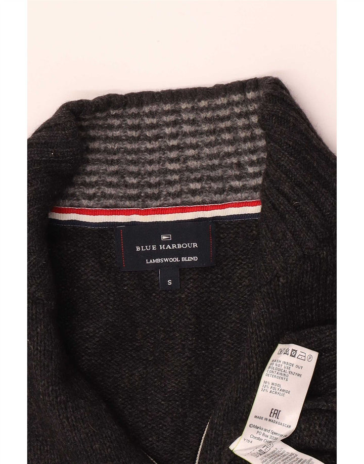 Marks & Spencer Mens Blue Harbour Zip Neck Jumper Sweater Small Grey