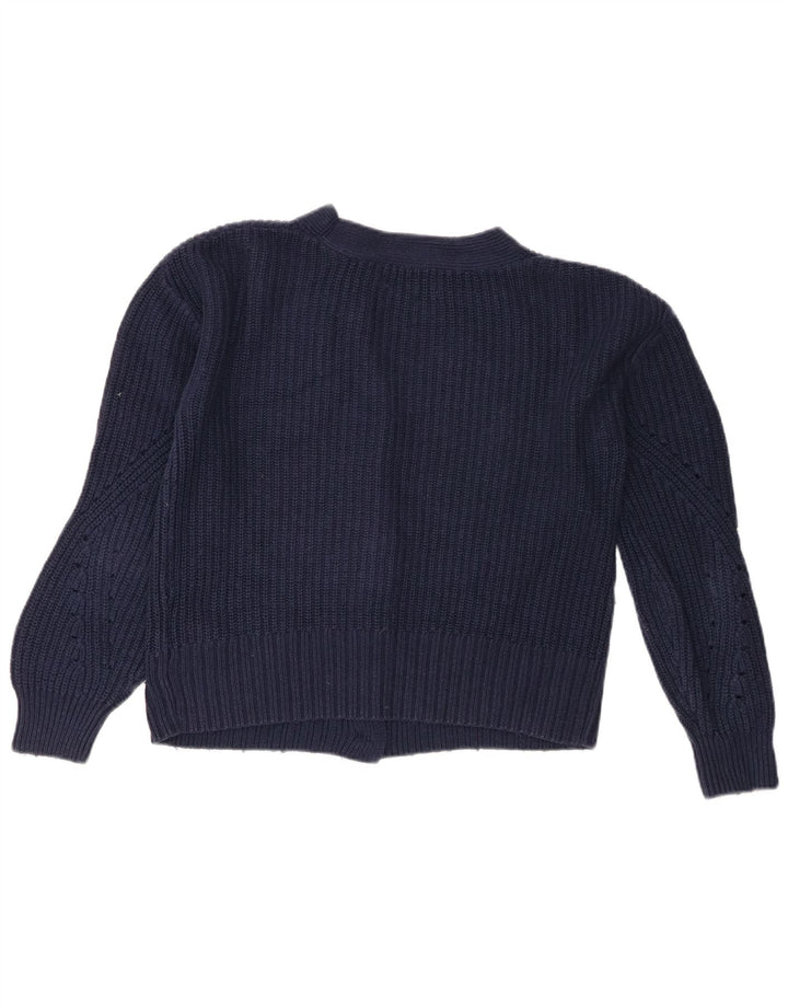 Marks & Spencer Womens Crop Cardigan Sweater UK 10 Small Navy Blue