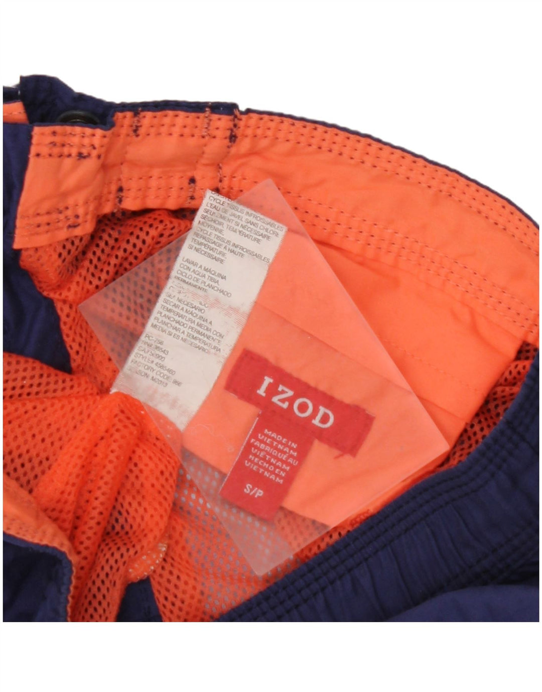 IZOD Mens Swimming Shorts Small  Navy Blue Striped Polyester