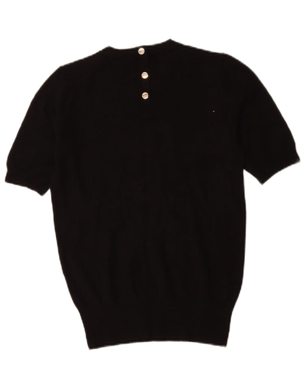 ZARA Womens Short Sleeve Crew Neck Jumper Sweater UK 10 Small Black