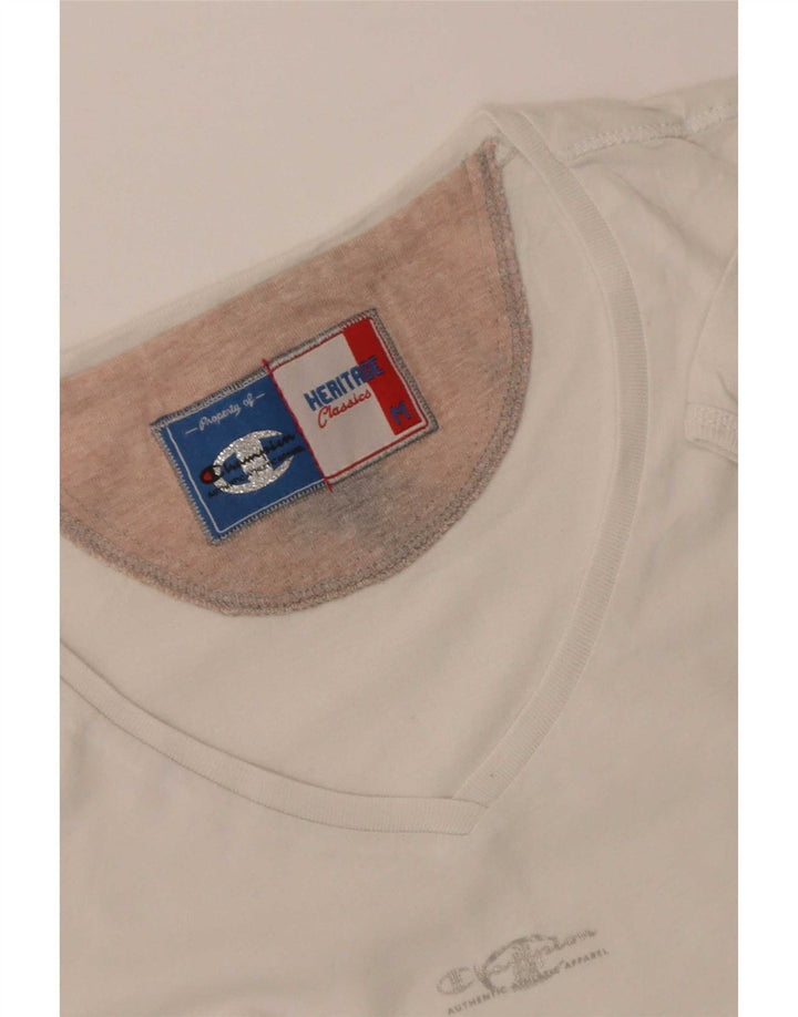 Champion Womens Heritage Classics Crop T-Shirt Top UK 12 Medium White