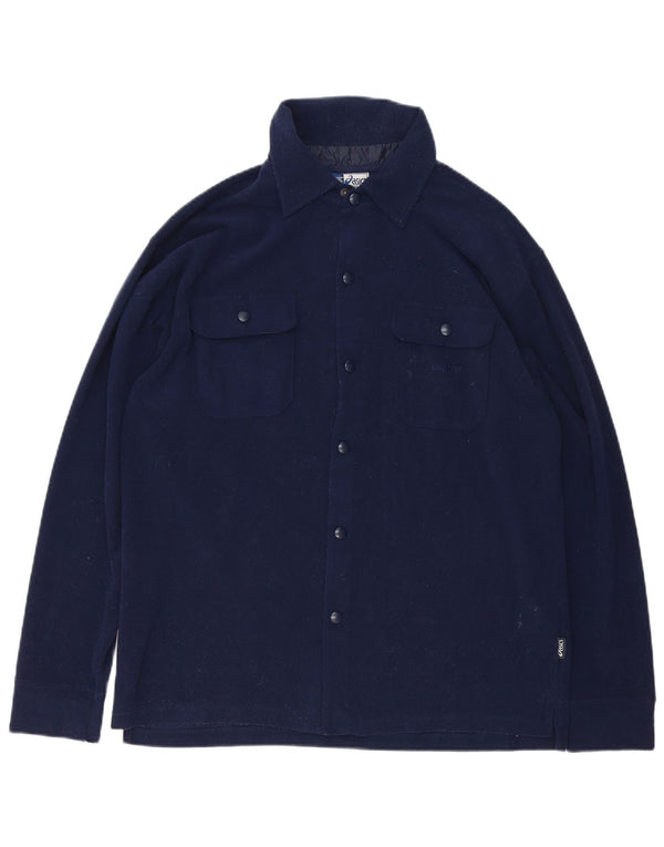Asics Mens Lumberjack Fleece Shirt Large Navy Blue Polyester