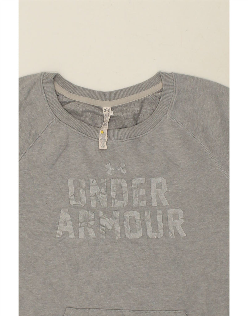 UNDER ARMOUR Womens Graphic Sweatshirt Jumper UK 16 Large Grey Cotton | Vintage Under Armour | Thrift | Second-Hand Under Armour | Used Clothing | Messina Hembry 