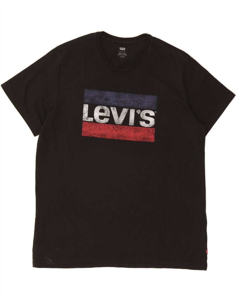 LEVI'S Mens Graphic T-Shirt Top XL Black Cotton Vintage Levi's and Second-Hand Levi's from Messina Hembry 