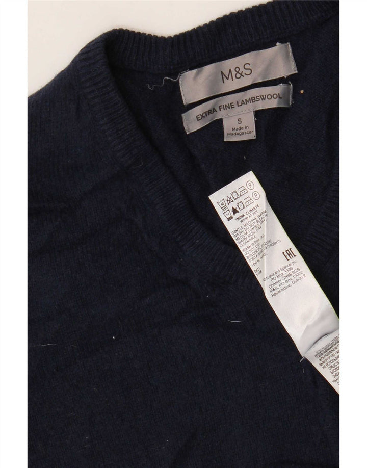Marks & Spencer Mens Vest Tank Top Small Navy Blue Wool
