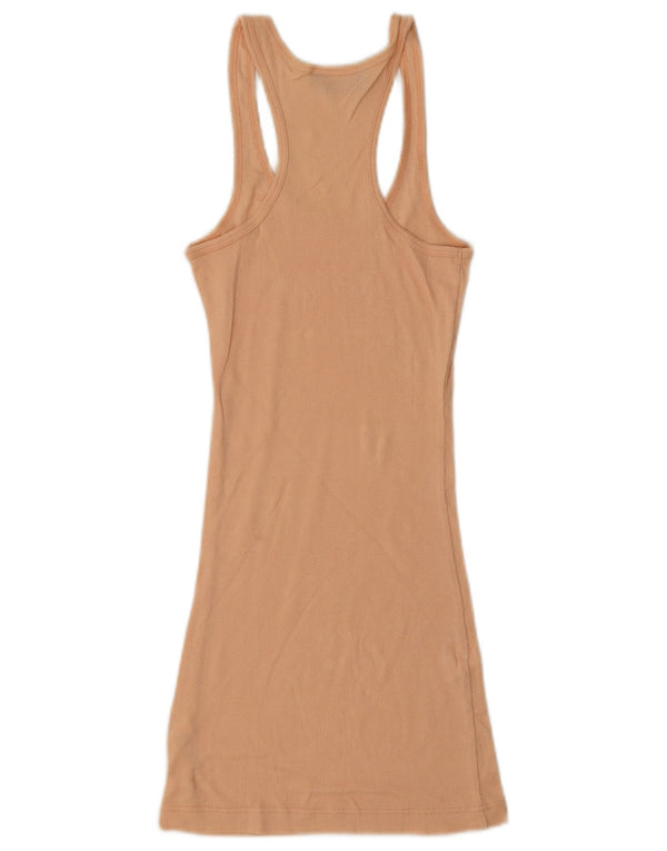 Miss Selfridge Womens Sleeveless T-Shirt Dress UK 8 Small Beige Cotton
