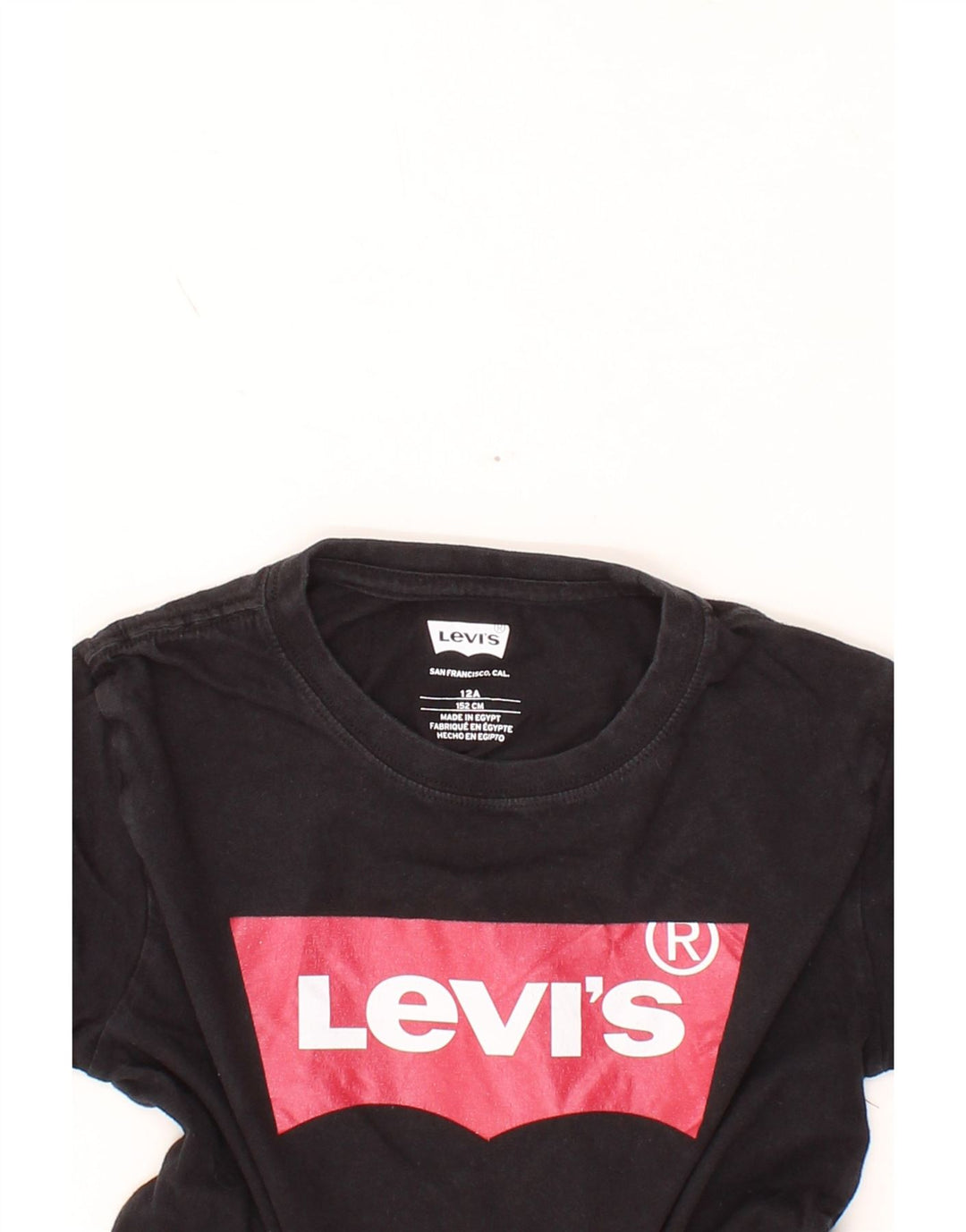 LEVI'S Boys Graphic T-Shirt Top 11-12 Years Black Cotton Vintage Levi's and Second-Hand Levi's from Messina Hembry 