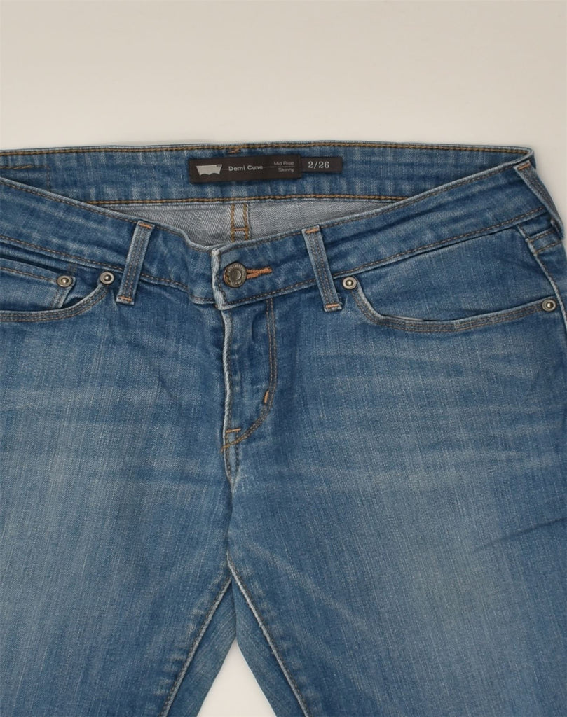 LEVI'S Womens Demi Curve Mid Rise Skinny Jeans US 2 XS W26 L30 Blue Cotton | Vintage Levi's | Thrift | Second-Hand Levi's | Used Clothing | Messina Hembry 