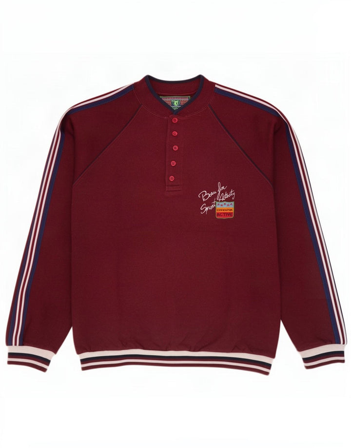 Gymnasium Mens Sweatshirt Jumper Medium Maroon Striped