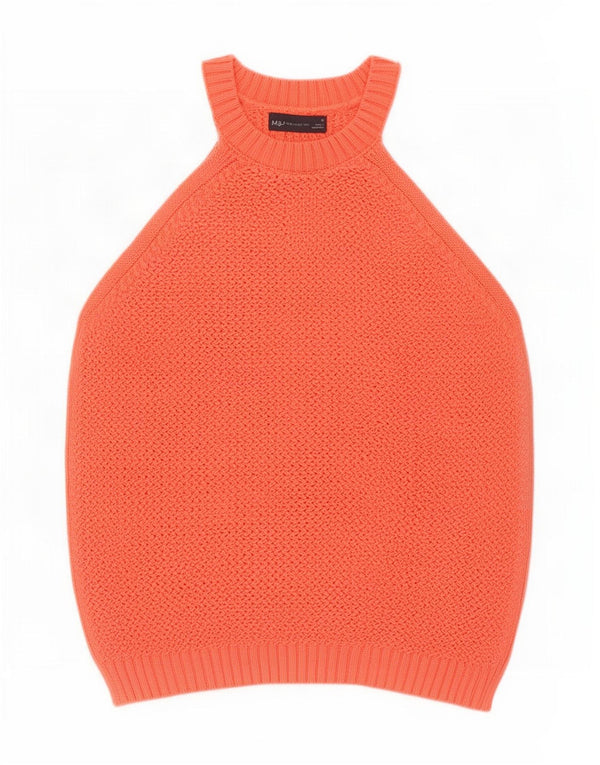 Marks & Spencer Womens Crochet Vest Tank Top UK 14 Medium Pink Cotton
