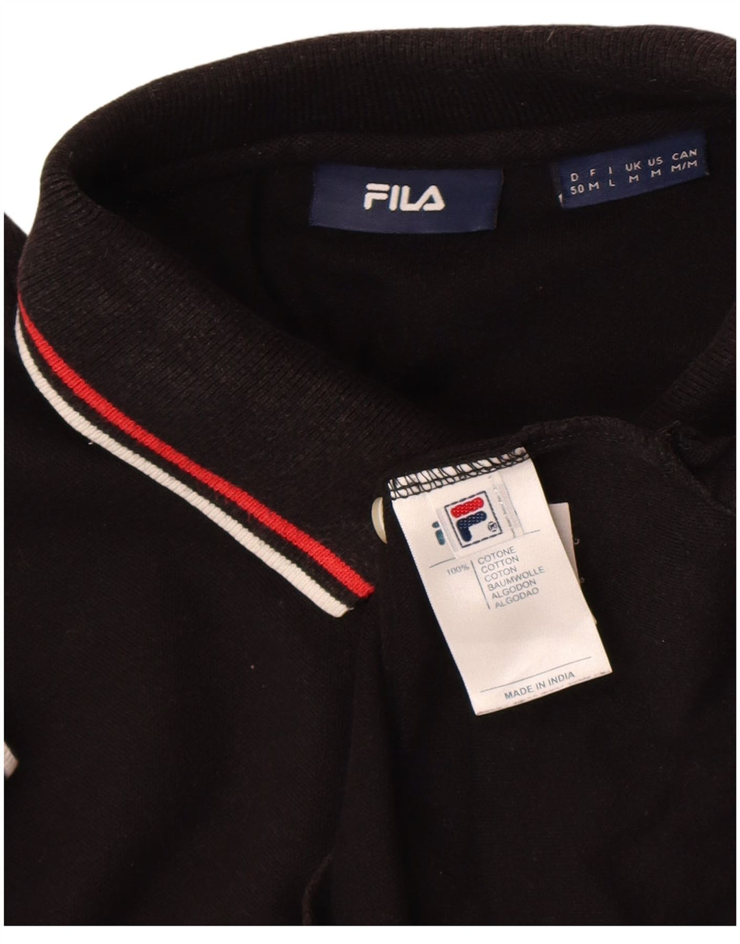 Fila Mens Polo Shirt Medium Black Cotton