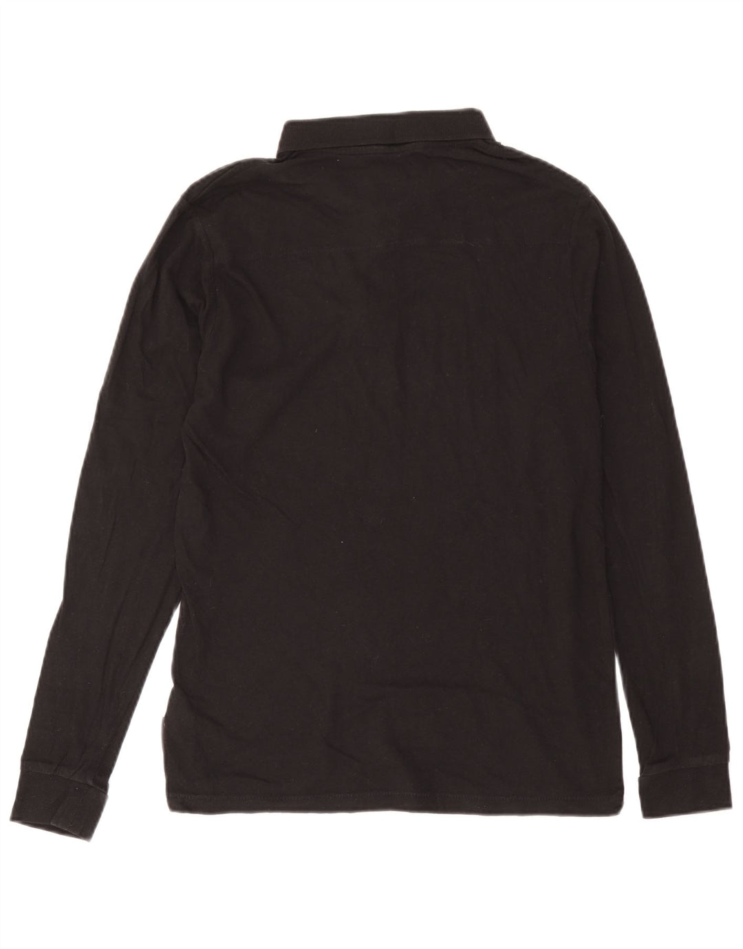 French Connection Mens Long Sleeve Polo Shirt Medium Black Cotton