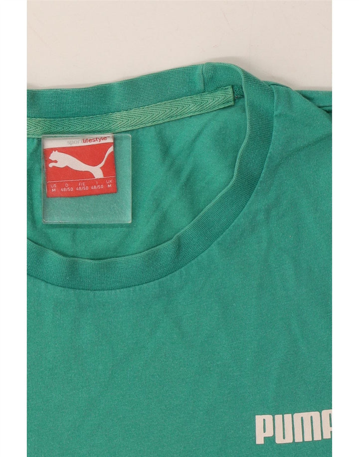 PUMA Mens T-Shirt Medium Green Vintage Puma and Second-Hand Puma from Messina Hembry 
