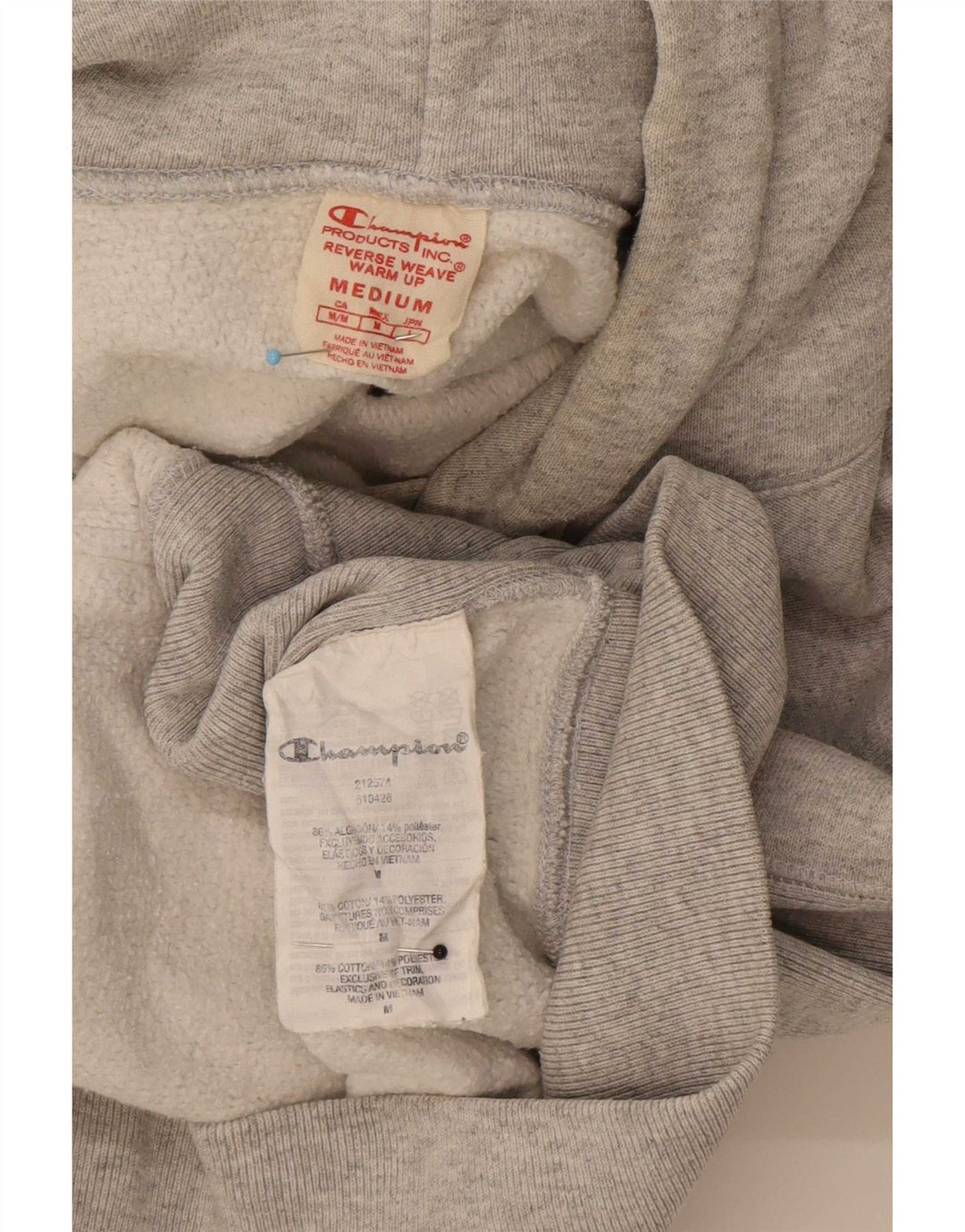 Champion Mens Reverse Weave Graphic Hoodie Jumper Medium Grey Cotton