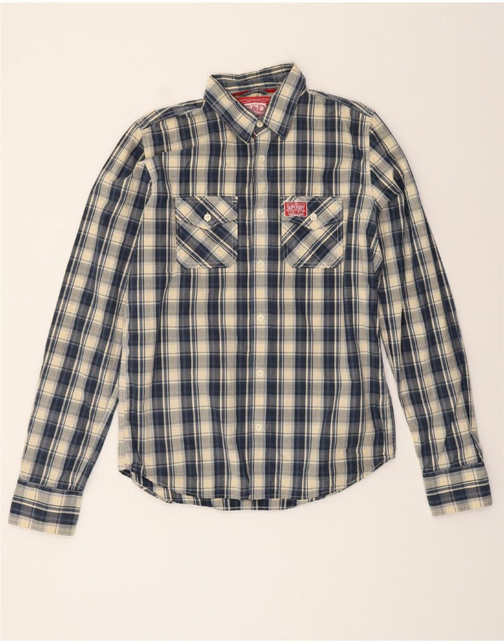 SUPERDRY Mens Shirt XL Navy Blue Check Cotton Vintage Superdry and Second-Hand Superdry from Messina Hembry 
