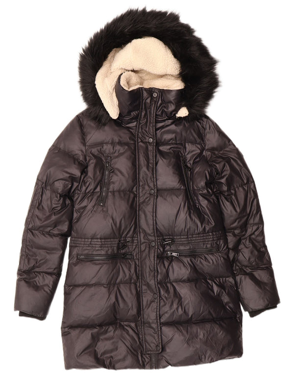 POLO RALPH LAUREN Womens Hooded Padded Coat UK 6 XS Black Nylon Winter