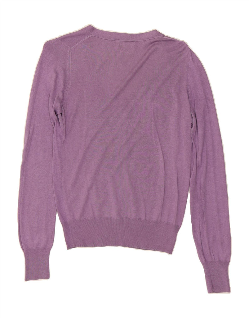 MASSIMO DUTTI Womens V-Neck Jumper Sweater UK 10 Small Purple Cashmere Vintage Massimo Dutti and Second-Hand Massimo Dutti from Messina Hembry 