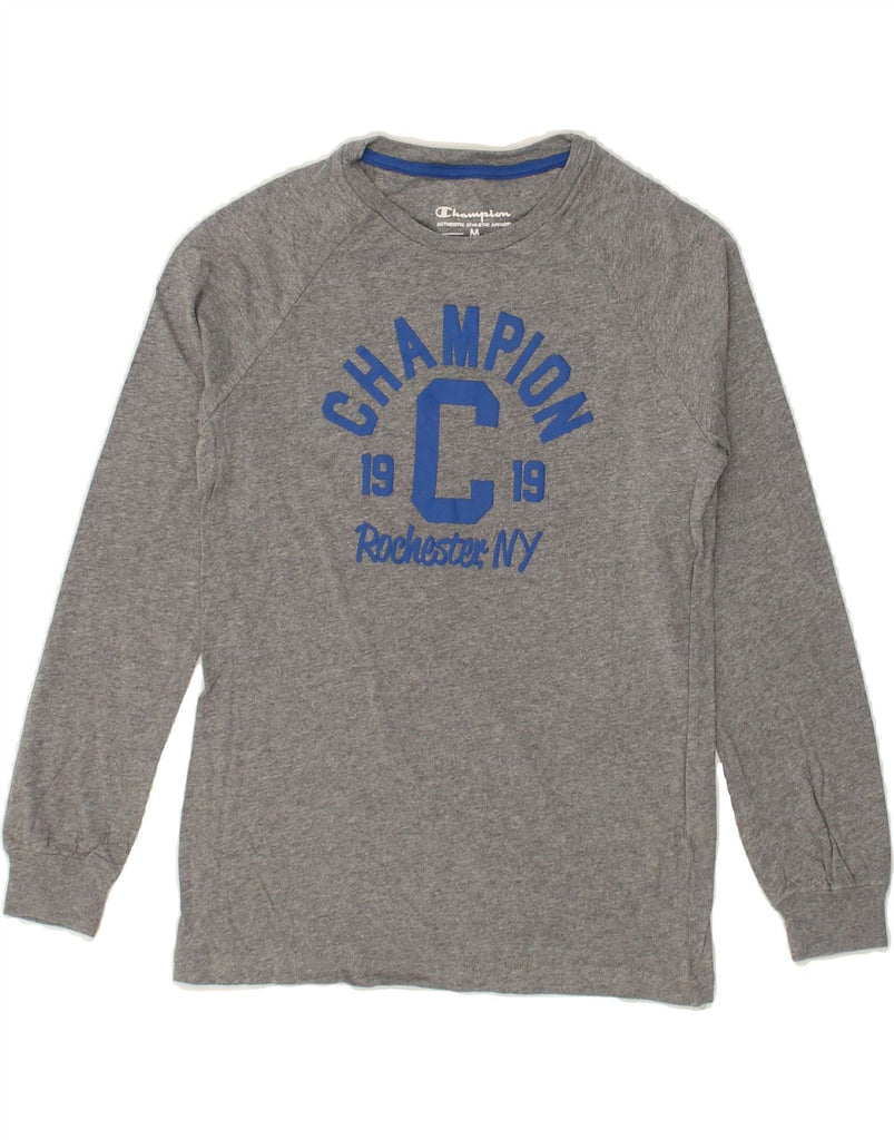 CHAMPION Boys Graphic Top Long Sleeve 9-10 Years Medium  Grey Cotton | Vintage Champion | Thrift | Second-Hand Champion | Used Clothing | Messina Hembry 