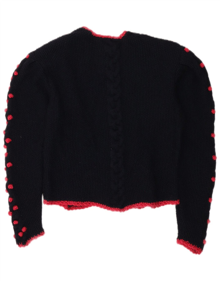 Vintage Womens Crop Cardigan Sweater UK 14 Medium Navy Blue