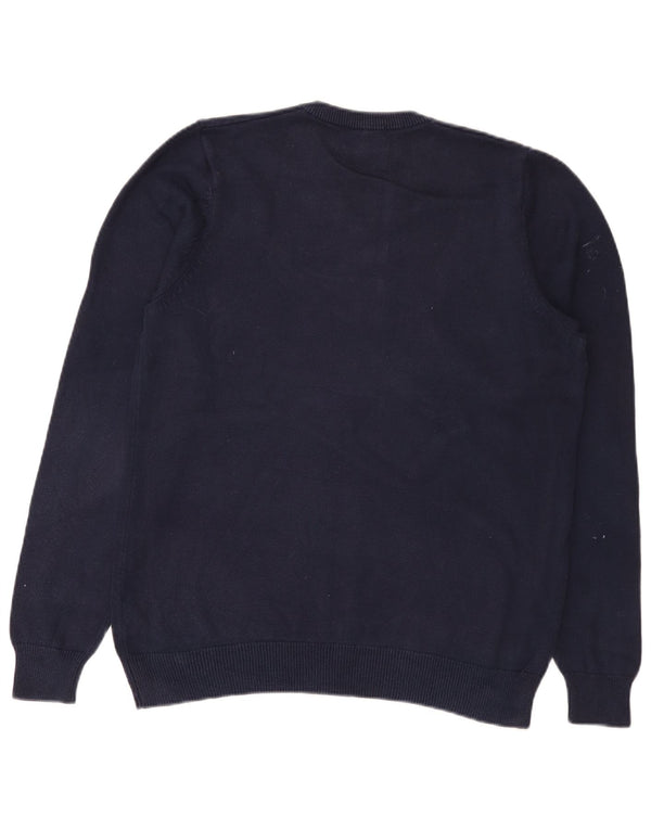 Marks & Spencer Mens V-Neck Jumper Sweater Medium Navy Blue Cotton