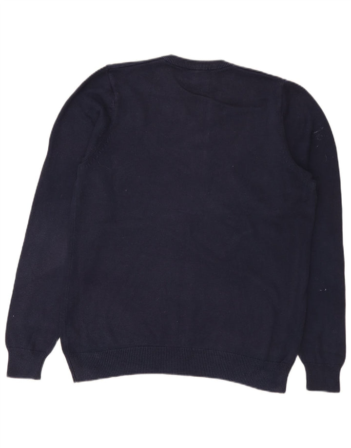 Marks & Spencer Mens V-Neck Jumper Sweater Medium Navy Blue Cotton