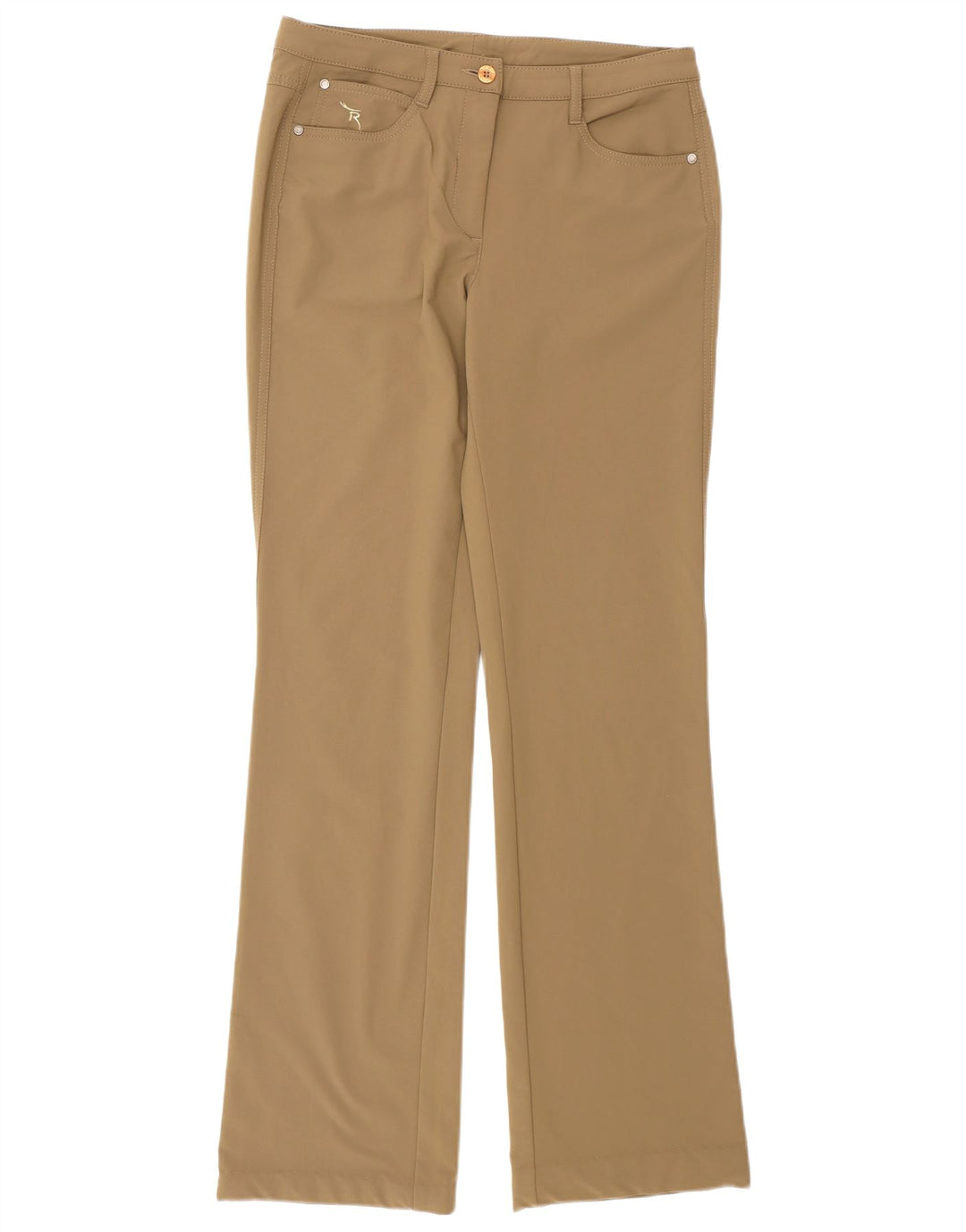 Chervo Womens Bootcut Casual Trousers IT 42 Medium W28 L32 Beige Polyester
