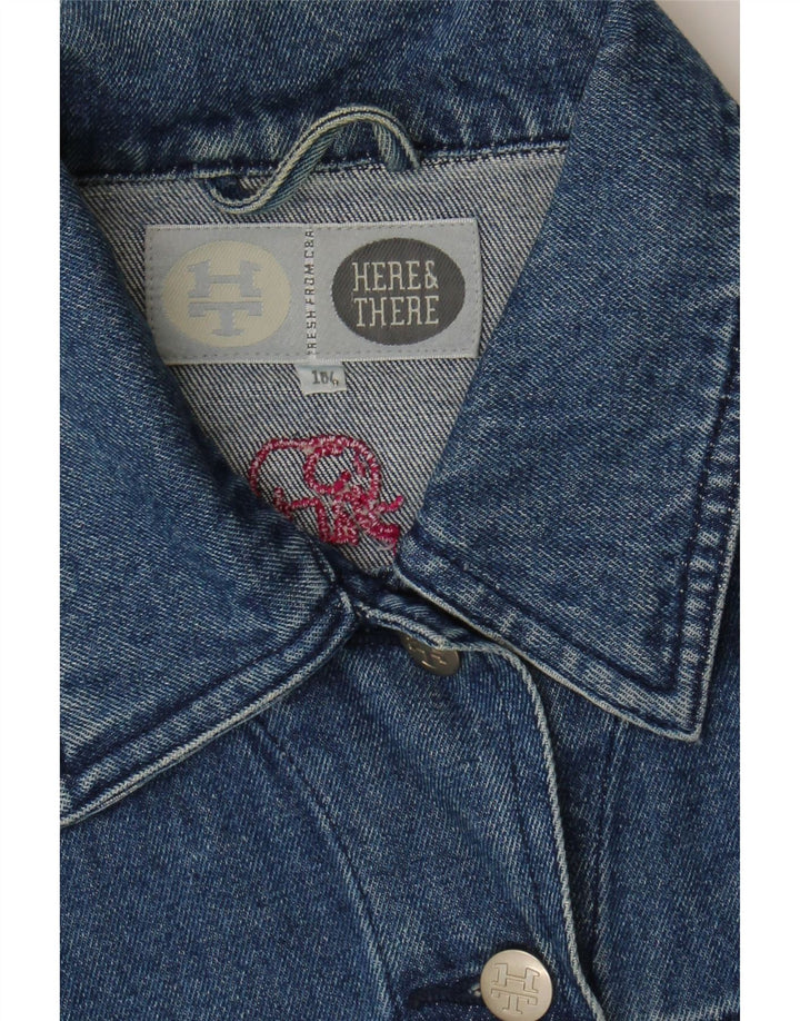 HERE & THERE  Womens Denim Jacket UK 14 Medium Blue Cotton Vintage Here & There and Second-Hand Here & There from Messina Hembry 