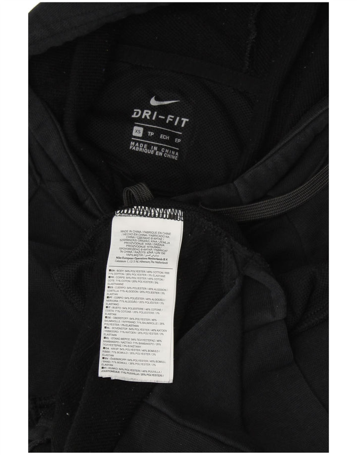 NIKE Womens Dri Fit Oversized Hoodie Jumper UK 6 XS Black Cotton