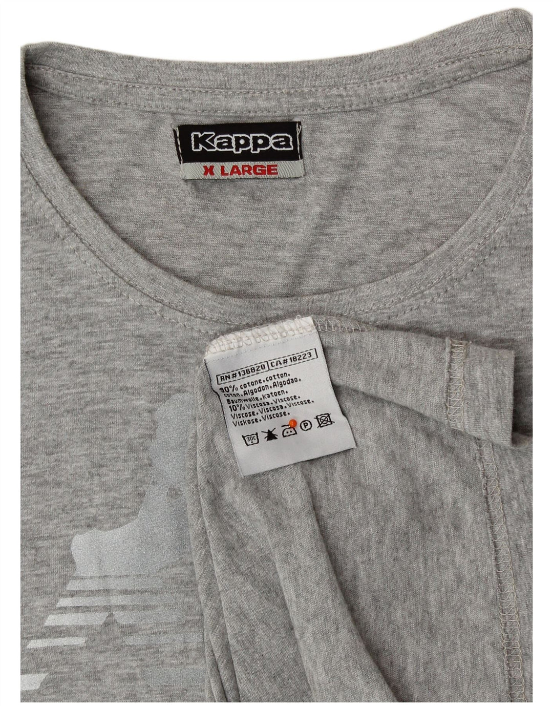 KAPPA Womens Graphic T-Shirt Top UK 18 XL Grey Cotton