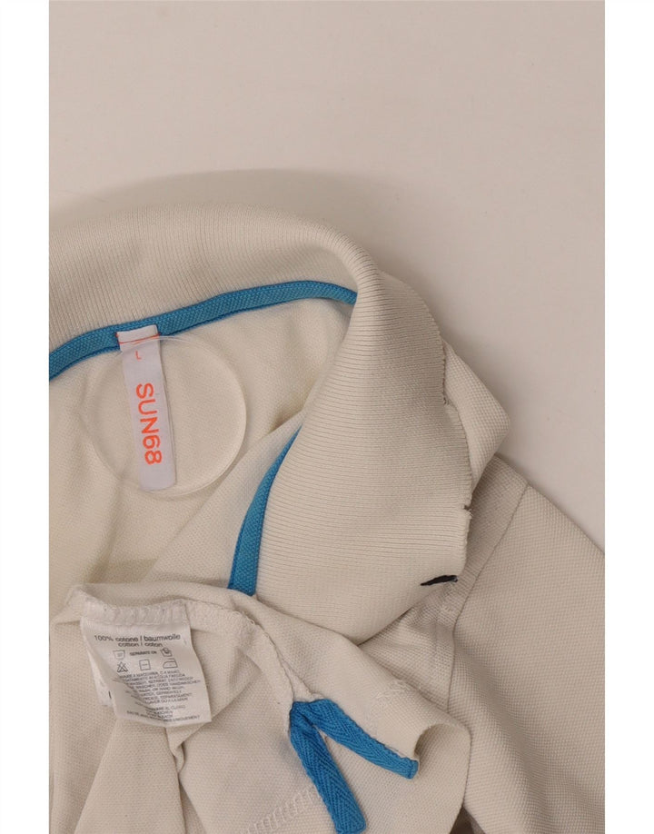 Sun68 Mens Polo Shirt Large White Cotton