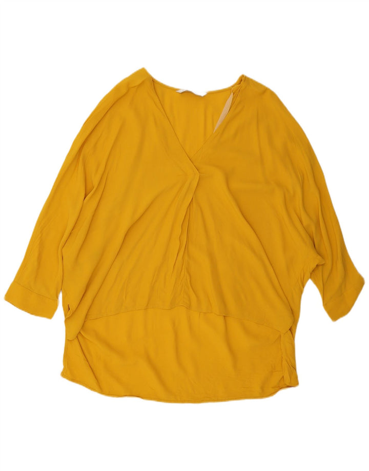 Zara Womens 3/4 Sleeve Oversized Blouse Top UK 14 Medium Yellow
