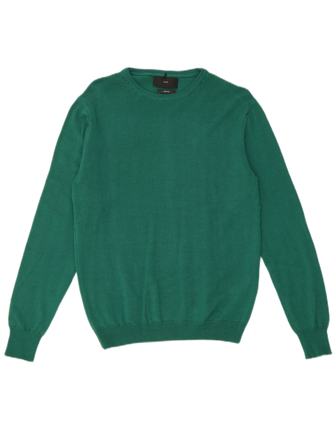 Liu Jo Womens Crew Neck Jumper Sweater UK 12 Medium Green Virgin Wool