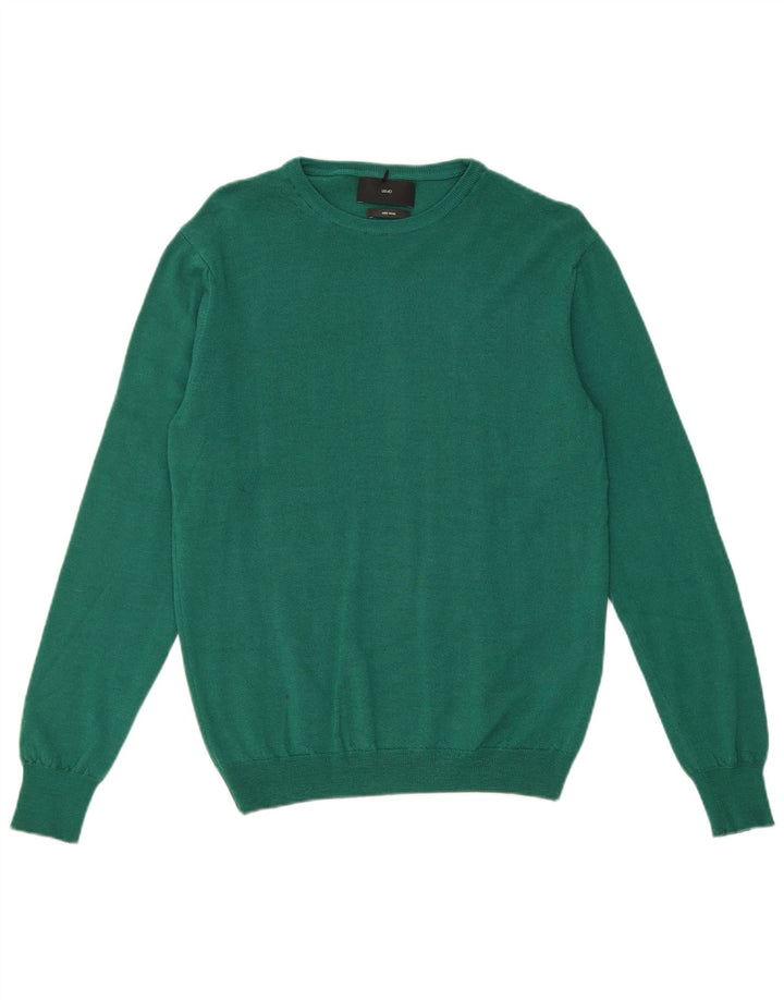 Liu Jo Womens Crew Neck Jumper Sweater UK 12 Medium Green Virgin Wool