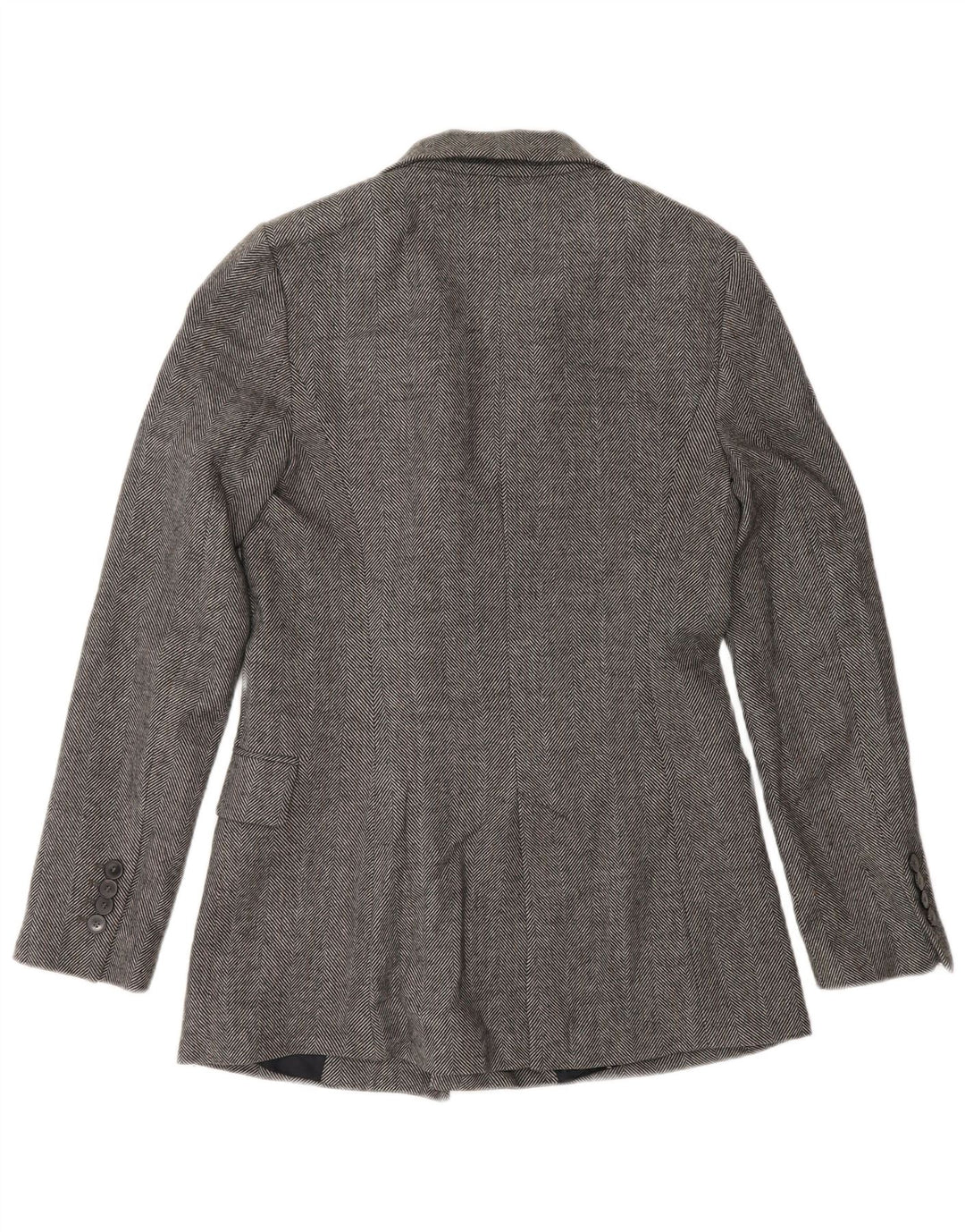 Zara Womens Double Breasted Blazer Jacket UK 10 Small Grey Herringbone