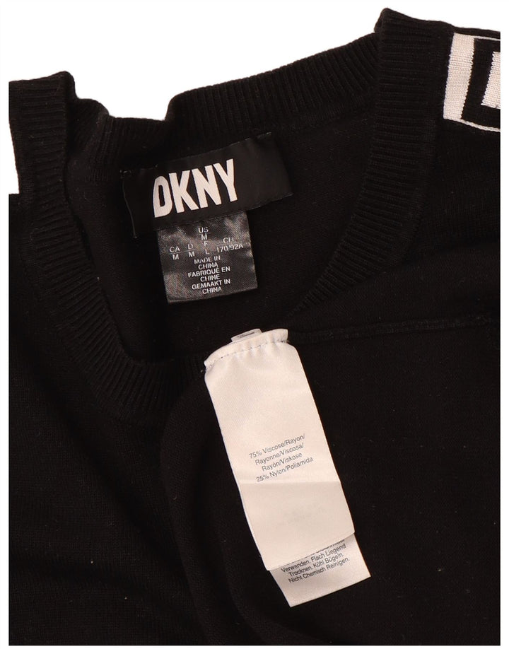 Dkny Womens Graphic Sweatshirt Jumper UK 12 Medium Black Viscose