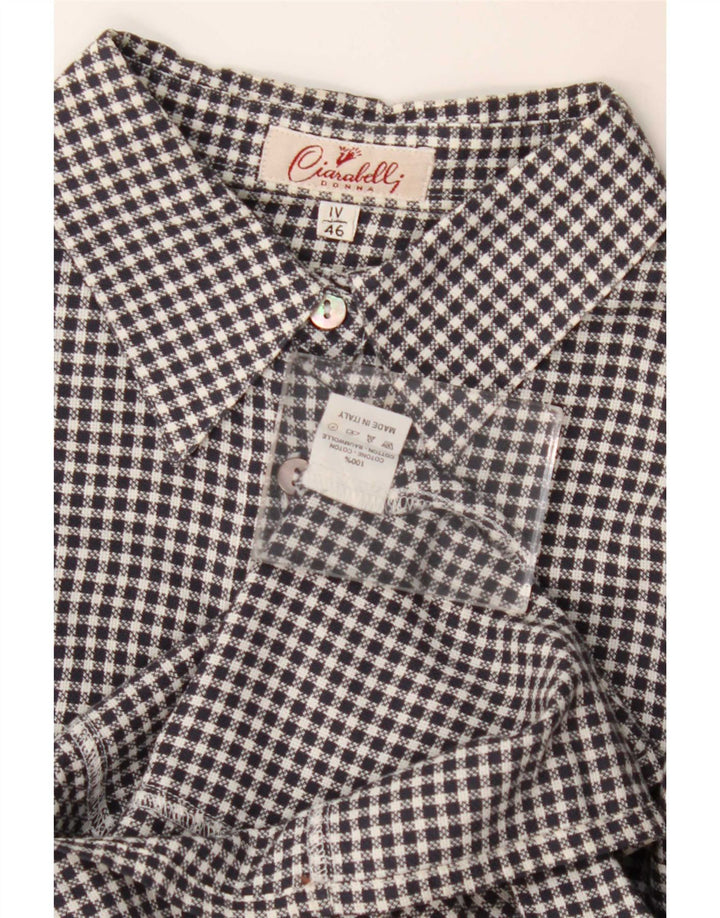 Vintage Womens Shirt IT 46 Large Black Gingham Cotton