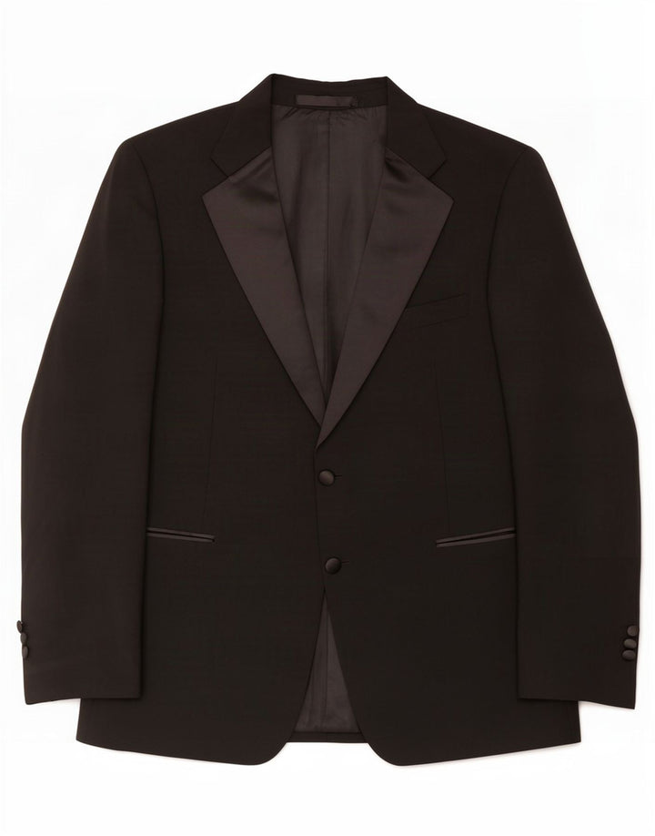 Marks & Spencer Mens 2 Button Blazer Jacket UK 44 XL Black Polyester
