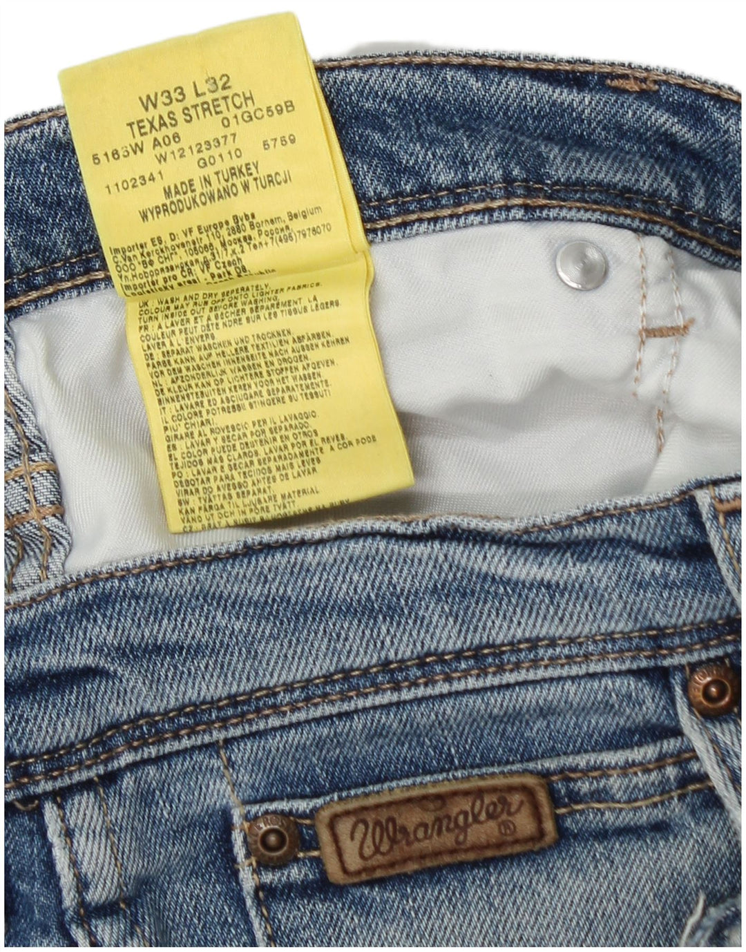 WRANGLER Mens Texas Stretch Straight Jeans W33 L32 Blue Cotton