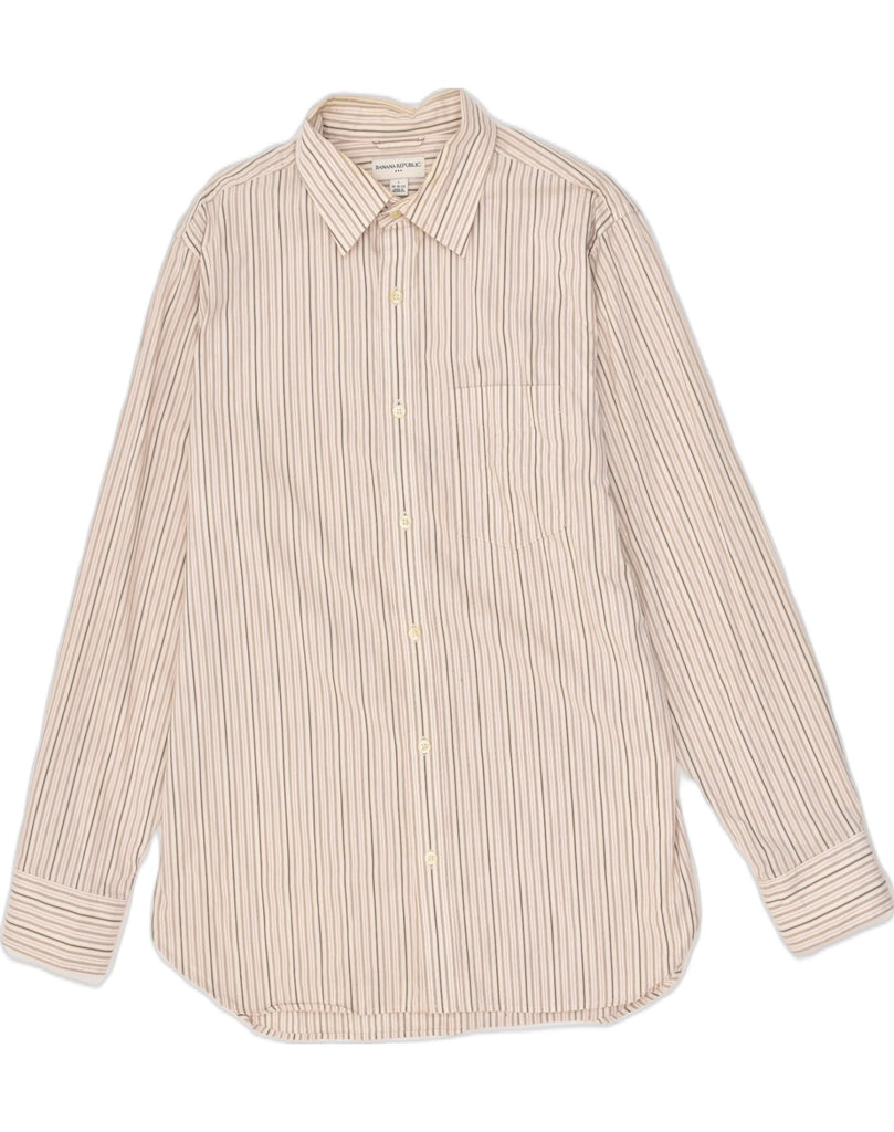 BANANA REPUBLIC Mens Shirt Size 16 1/2 Large Beige Pinstripe Cotton | Vintage Banana Republic | Thrift | Second-Hand Banana Republic | Used Clothing | Messina Hembry 