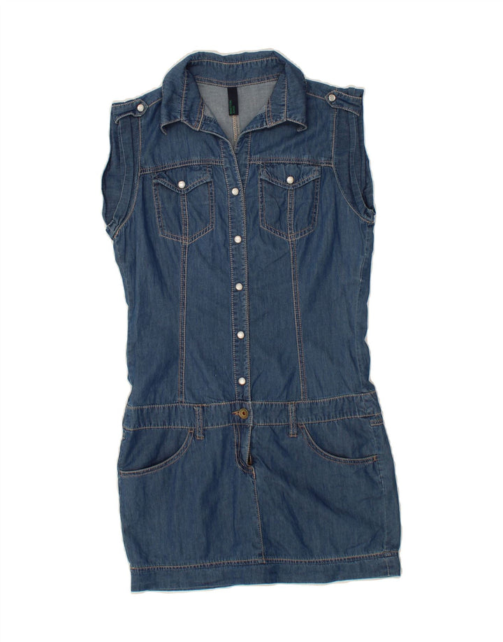 BENETTON Womens Denim Dress UK 12 Medium Blue Vintage Benetton and Second-Hand Benetton from Messina Hembry 