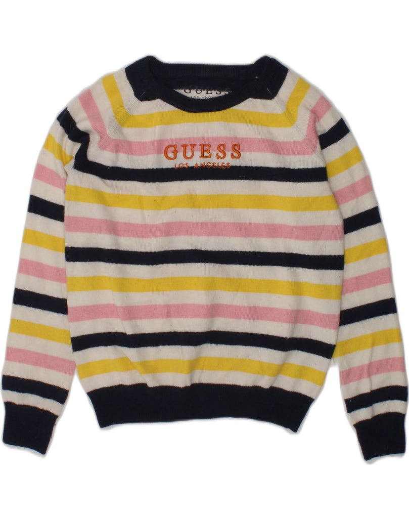 GUESS Girls Graphic Crew Neck Jumper Sweater 4-5 Years Multicoloured | Vintage Guess | Thrift | Second-Hand Guess | Used Clothing | Messina Hembry 