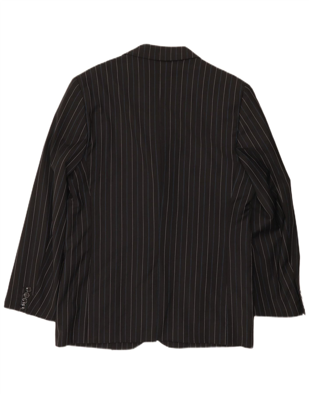 Peter & Sons Mens 3 Button Blazer Jacket IT 54 2XL Black Striped Wool
