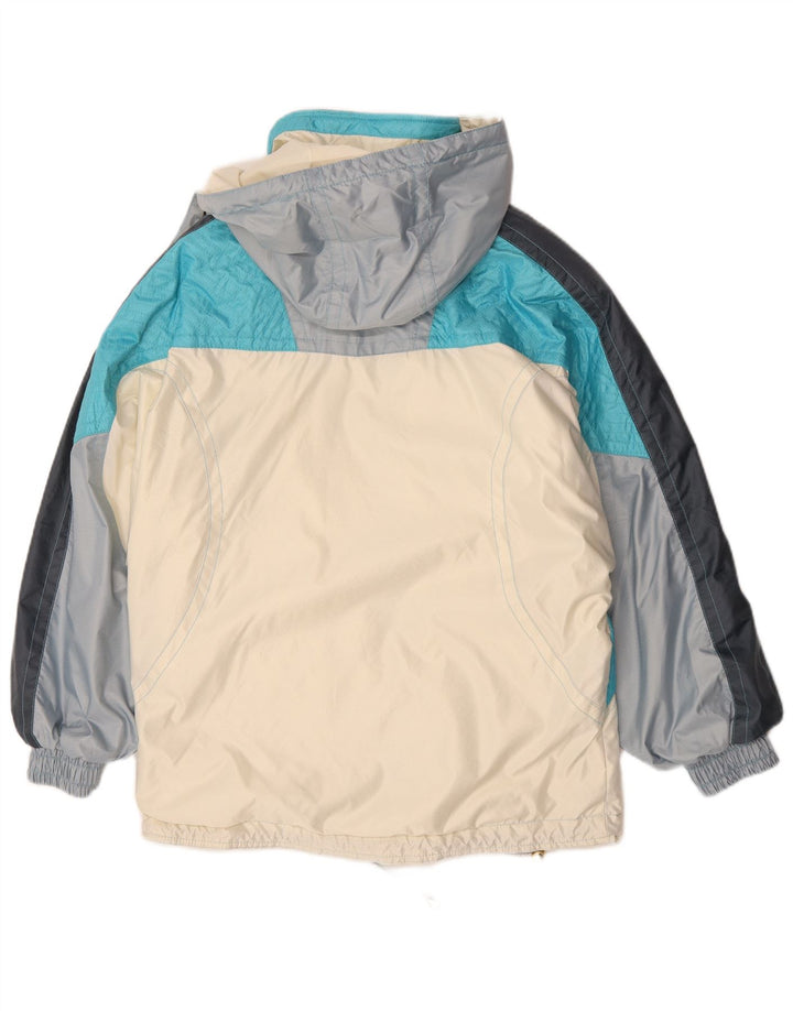 Vintage Womens Hooded Ski Jacket EU 42 Large Blue Colourblock Polyester