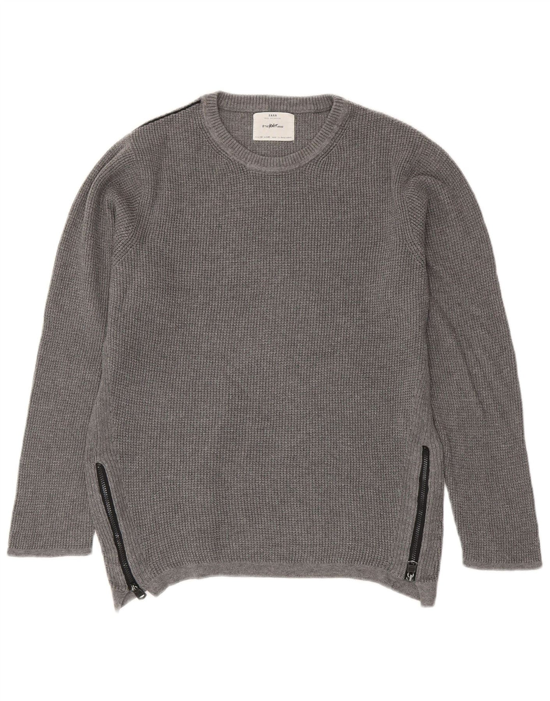 Zara Boys Crew Neck Jumper Sweater 9-10 Years Grey Cotton