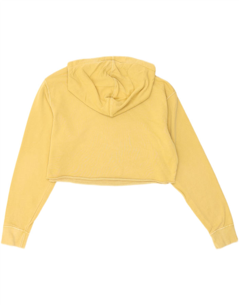 NIKE Womens Oversized Crop Graphic Hoodie Jumper UK 6 XS Yellow Cotton Vintage Nike and Second-Hand Nike from Messina Hembry 