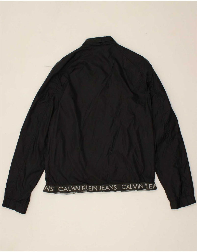 CALVIN KLEIN Mens Graphic Bomber Jacket UK 38 Medium Black Nylon Vintage Calvin Klein and Second-Hand Calvin Klein from Messina Hembry 