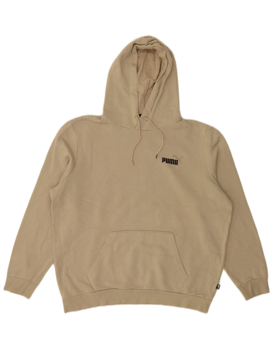 Puma Mens Hoodie Jumper Large Beige Cotton