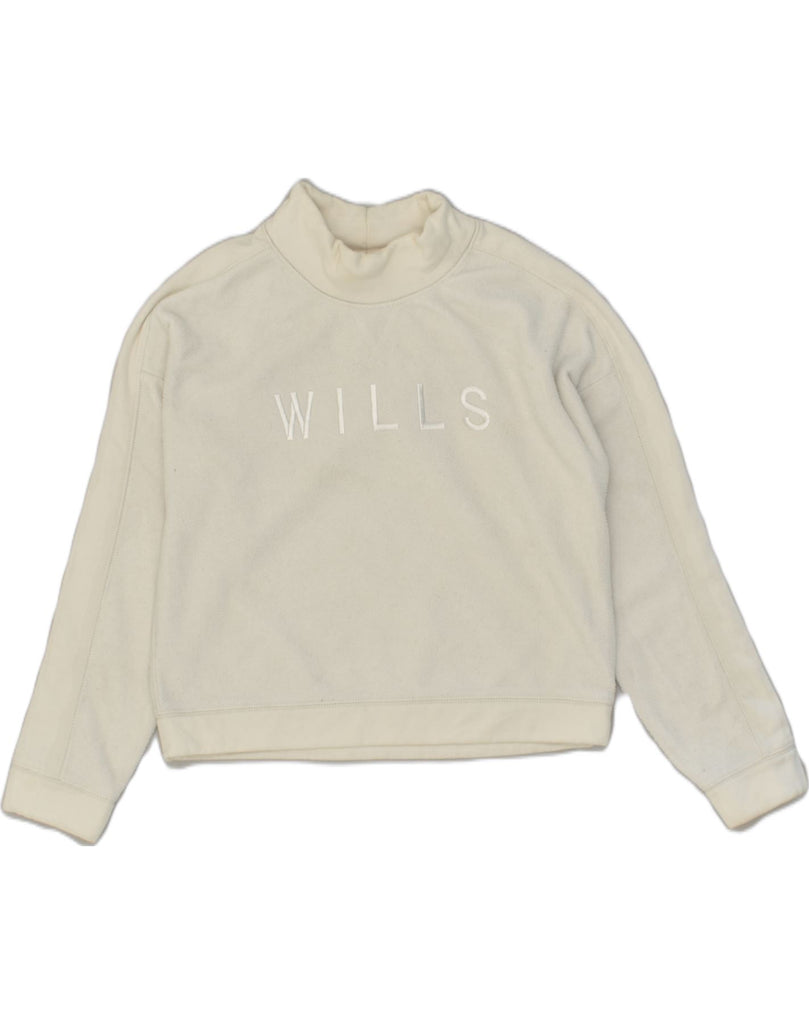 JACK WILLS Womens Fleece Jumper UK 10 Small  White Polyester | Vintage Jack Wills | Thrift | Second-Hand Jack Wills | Used Clothing | Messina Hembry 