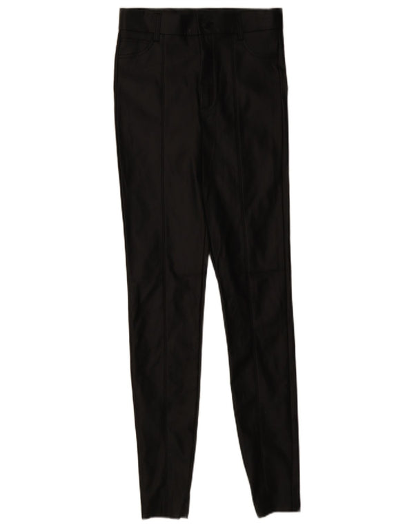 Zara Womens Skinny Faux Leather Trousers Small W26 L29 Black Polyester