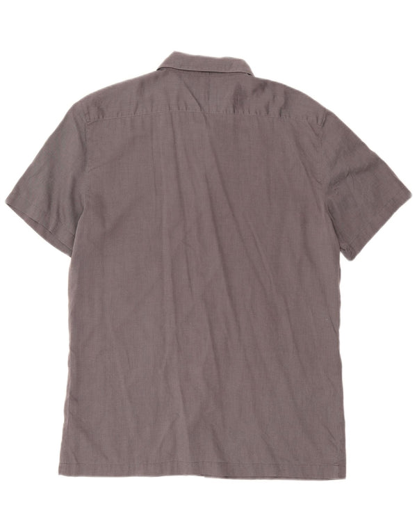 Trussardi Mens Short Sleeve Shirt XL Grey Herringbone Cotton